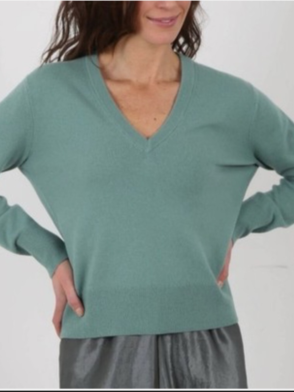 Vince V-Neck Sweater in Sage Green